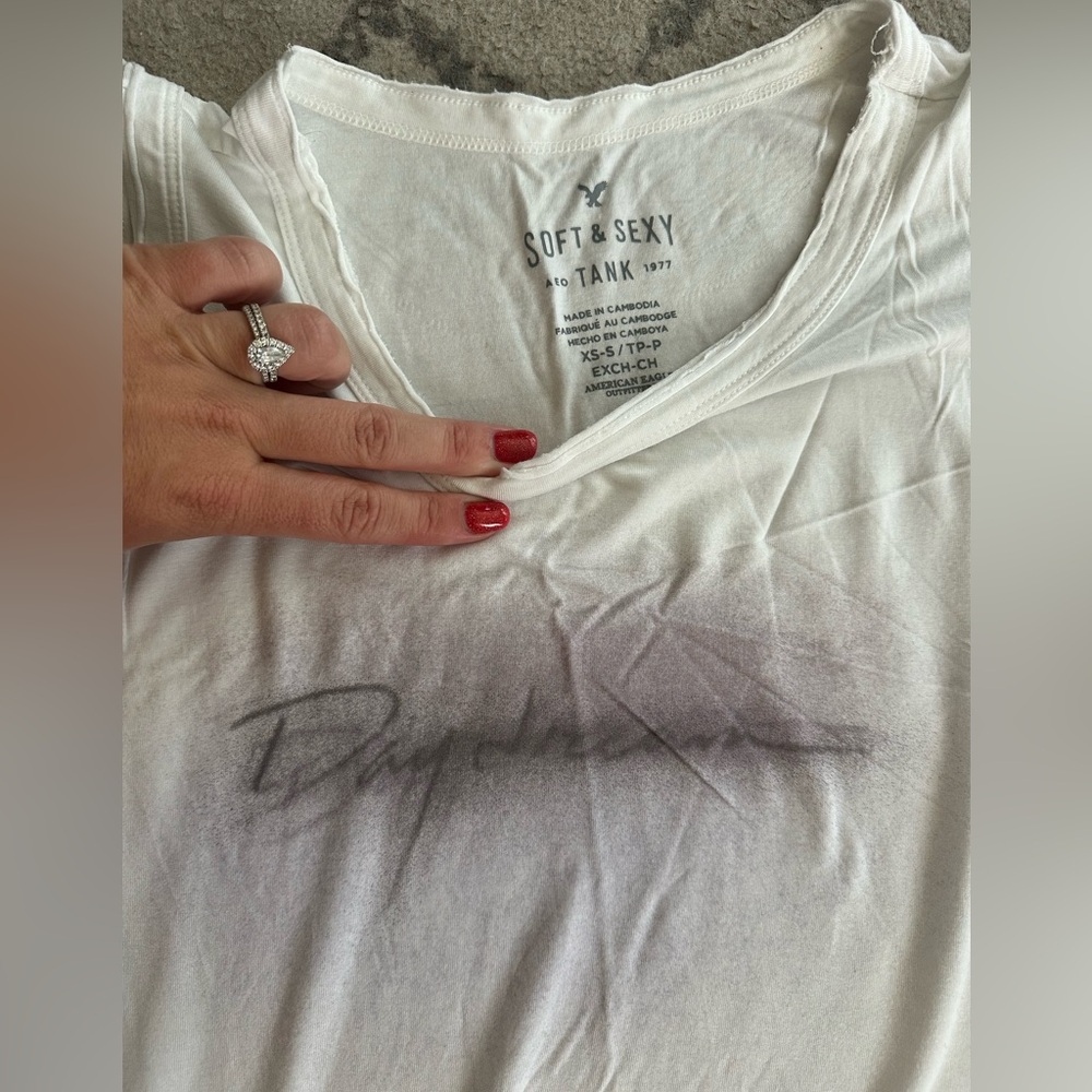 American Eagle Outfitters White Graphic Tank